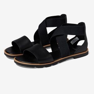 Sorel black Ella sandals, size 9
